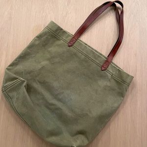 Gently used Madewell green canvas Transport tote, with pockets